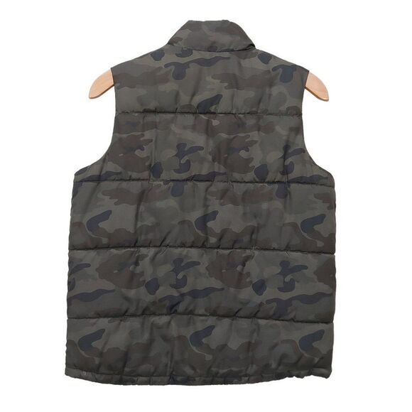 Old Navy Camo Puffer Vest Boys Large 10-12 Green Full Zip Insulated - Picture 2 of 11